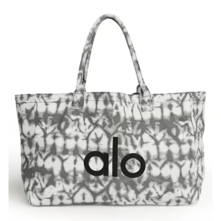 Alo Yoga Gray Tie Dye Logo Tote Bag NWT Large Canvas Shopper