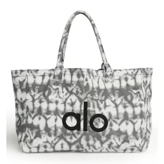 Alo Yoga Gray Tie Dye Logo Tote Bag NWT Large Canvas Shopper